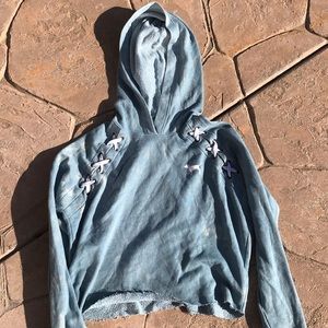 PINK vs teal lace up hoodie